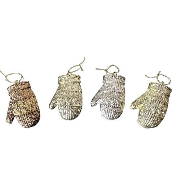 Ornaments Bundle of 4 Mitten Christmas Tree Ornaments (Bronze, Gold & Silver) - Picture 11 of 13